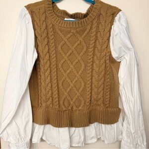 Anthropologie Brown Cable Knit Sweater
